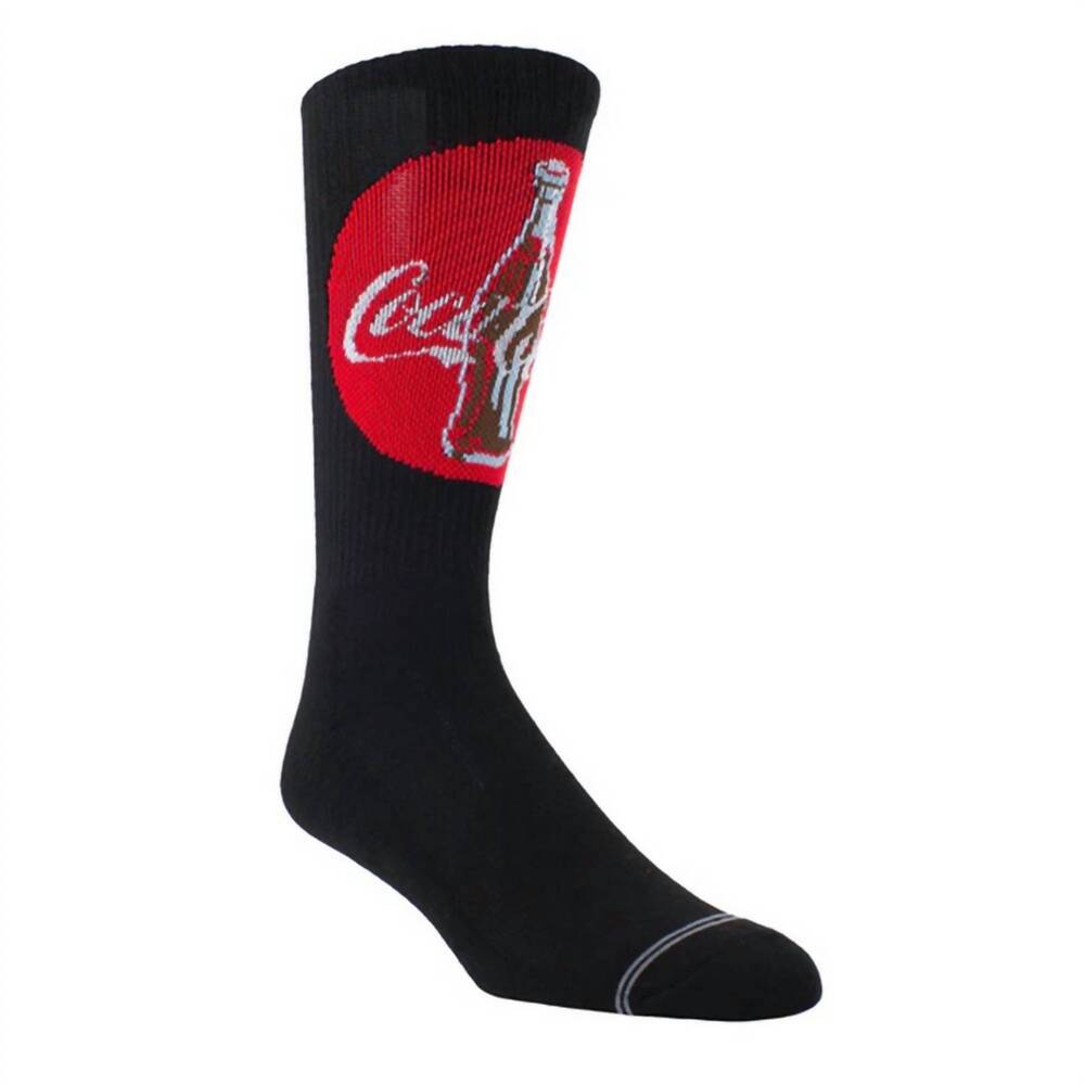 NEW PERRI’S SOCKS men's coca-cola bottle crew socks in black multi
